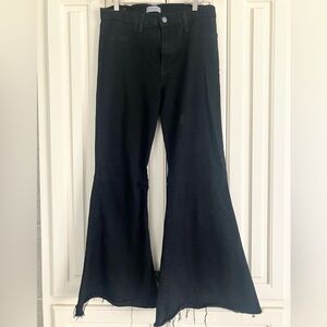 Judy Blue Juniors Black High Rise Bell Bottom Raw Hem Flare Jeans Size 15/32